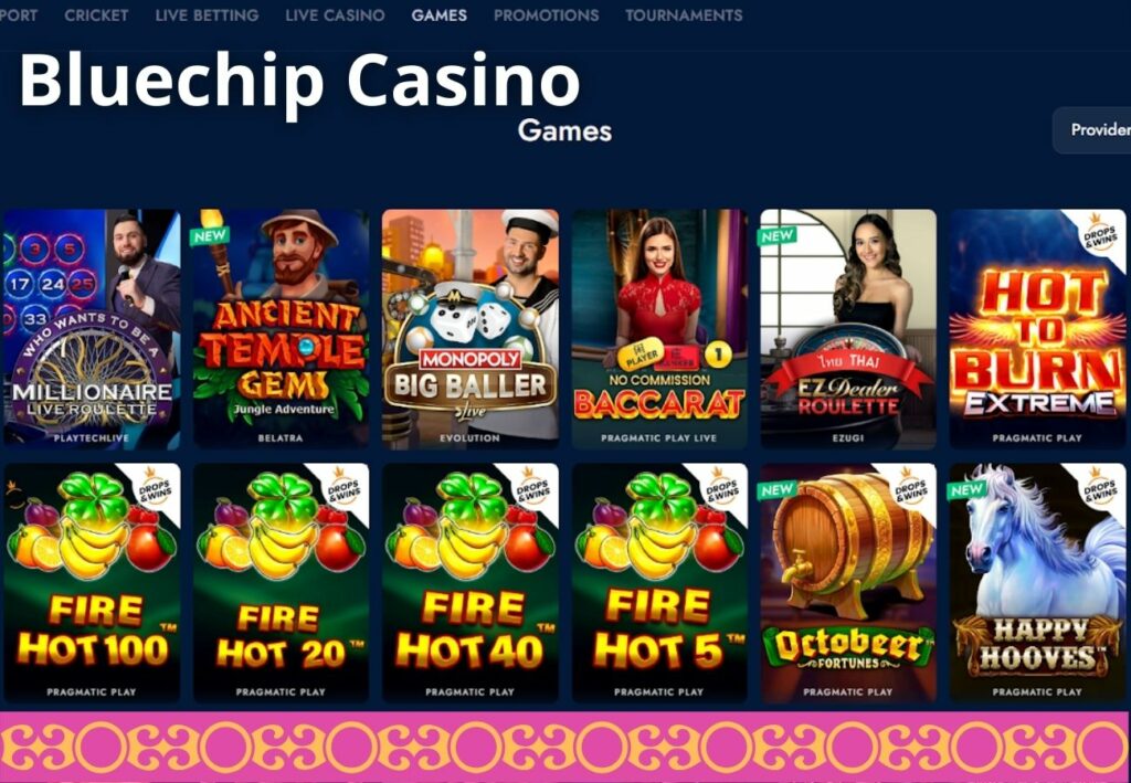 Bluechip Online Casino games overview